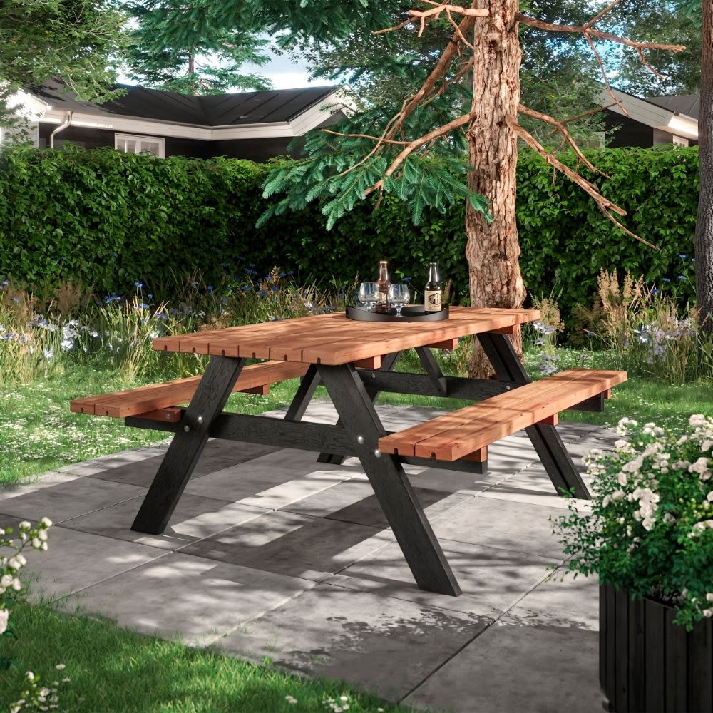 Plus Klassisk bordsbänkset, Thermowood/svart