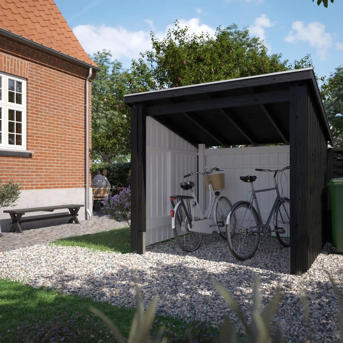 Plus Nordic Cykelskjul, öppet, 5 m2, natur