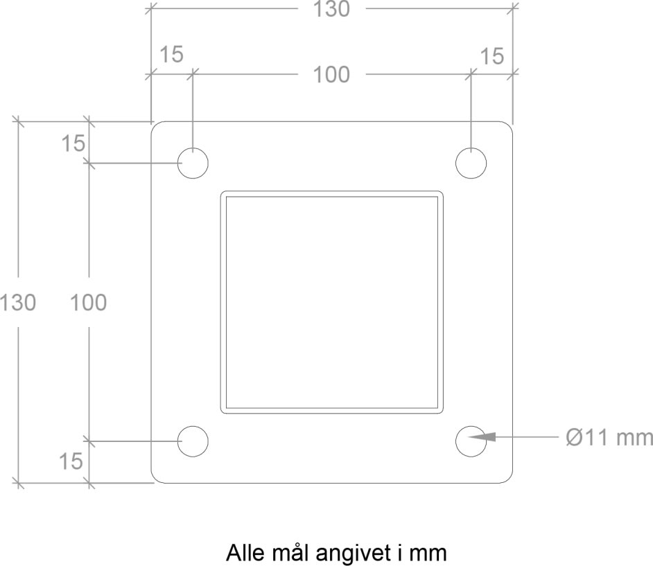 Plus Stålstolpe med fot, 8x8x150 cm.