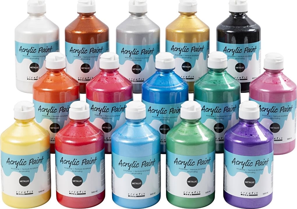 Akrylfärg A'Color 15x500 ml, metallisk mixade