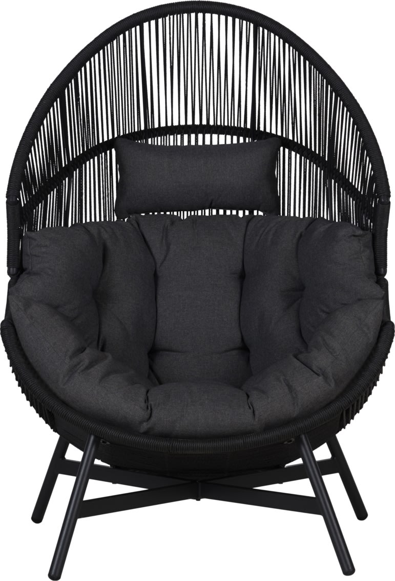 Benny Lounge Chair med dynor, svart/grå