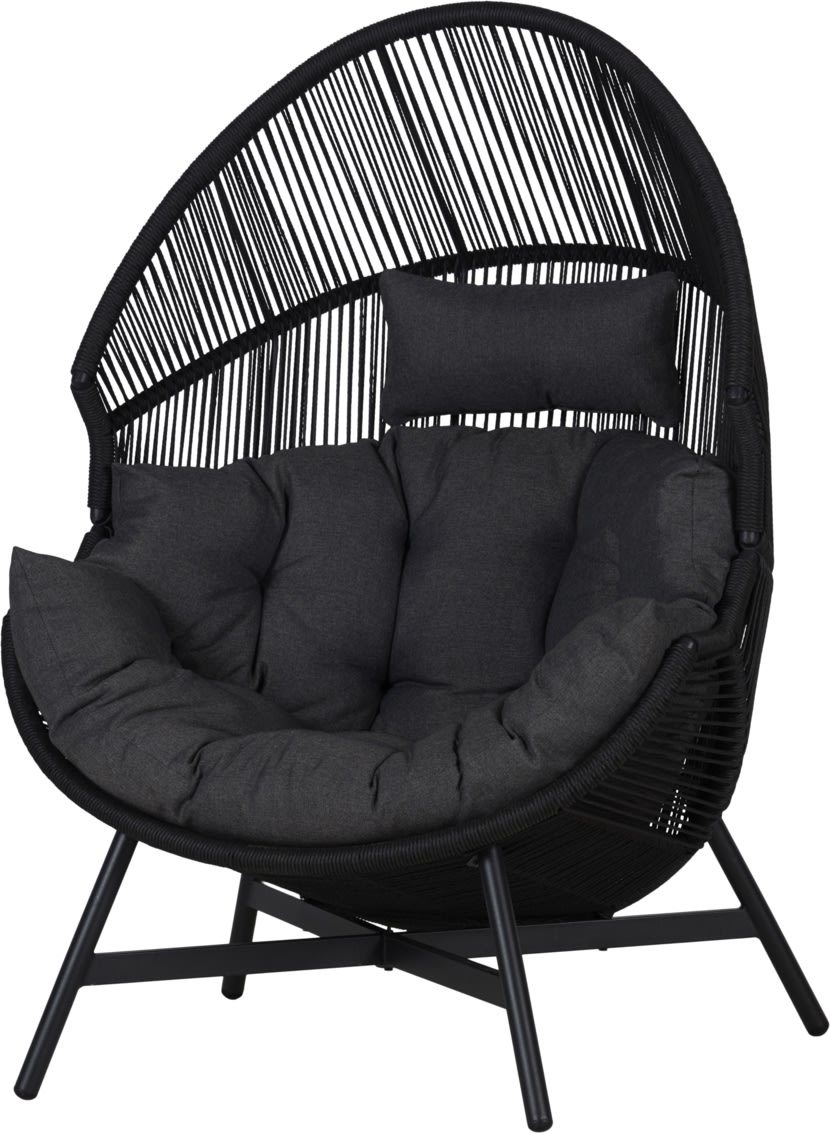 Benny Lounge Chair med dynor, svart/grå