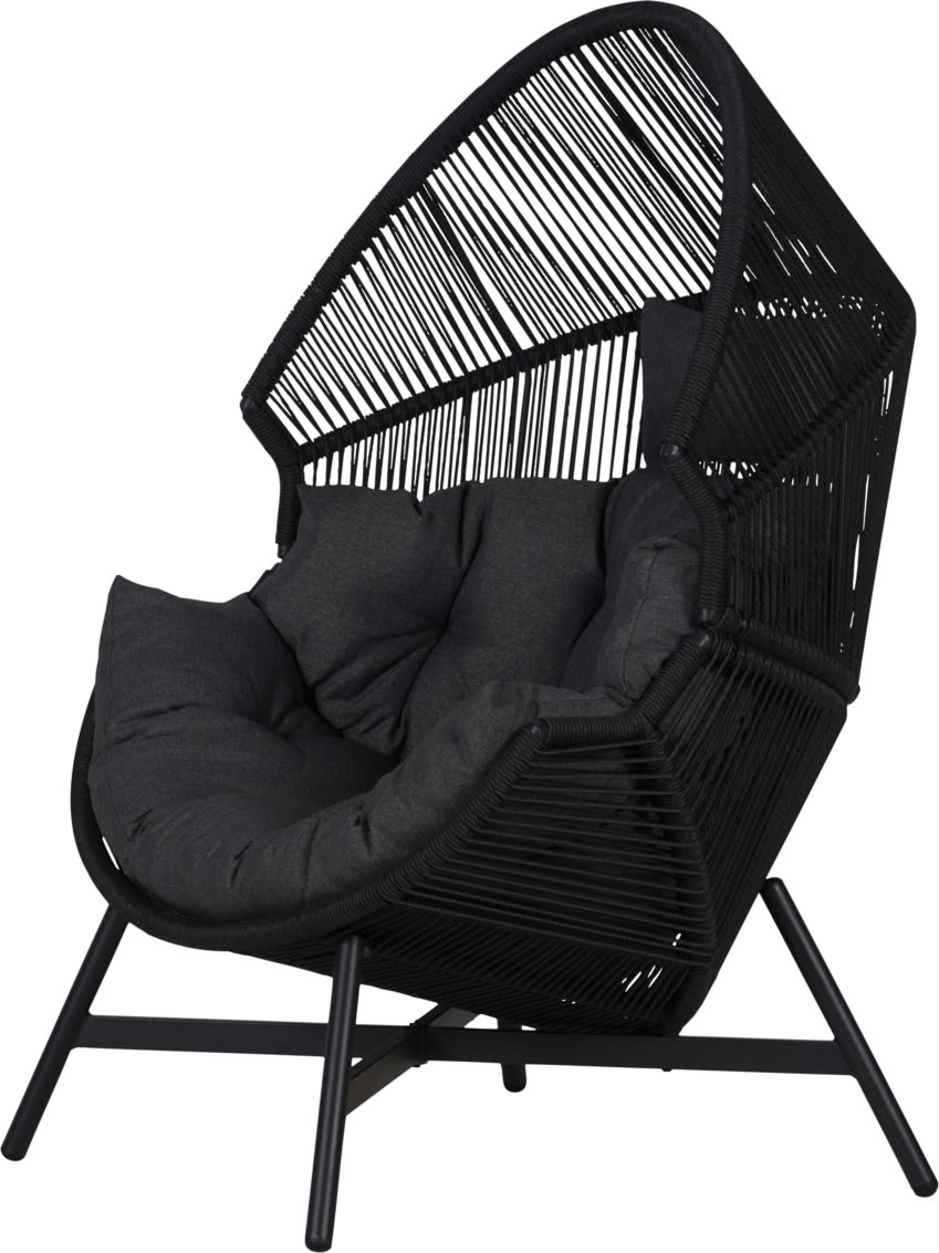 Benny Lounge Chair med dynor, svart/grå