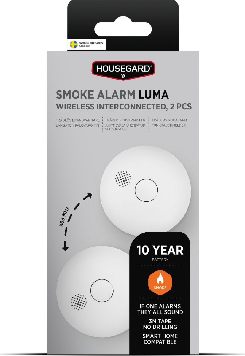 Housegard LUMA trådlös brandvarnare, 2-pack