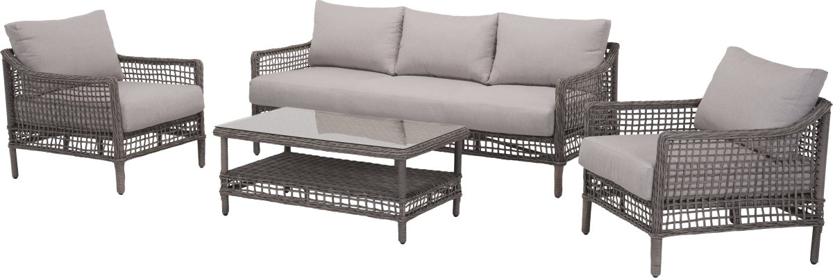 Frøya Loungeset 5 pers. 4 delar, beige/natur