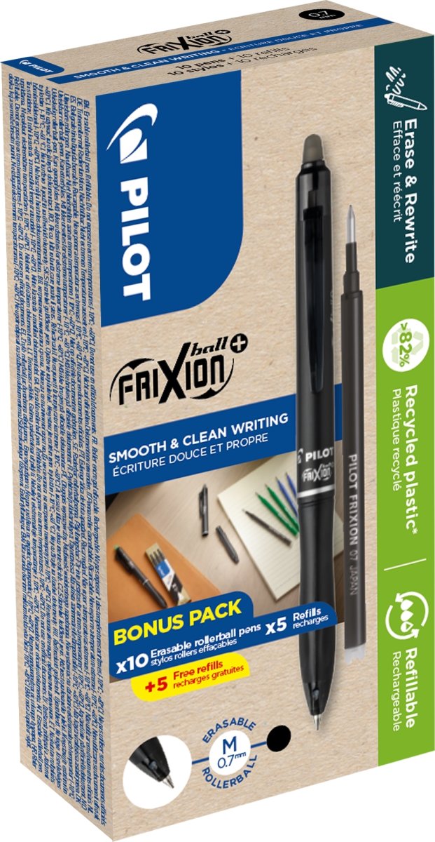 Pilot Frixion Ball+ Greenpack | Rollerball | Svart