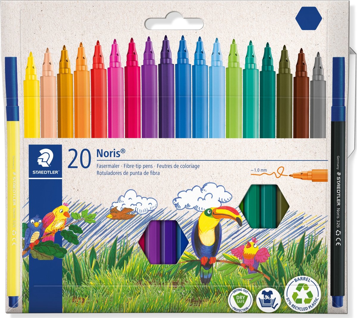 Staedtler Noris 326 Tuschpennor, 20 färger
