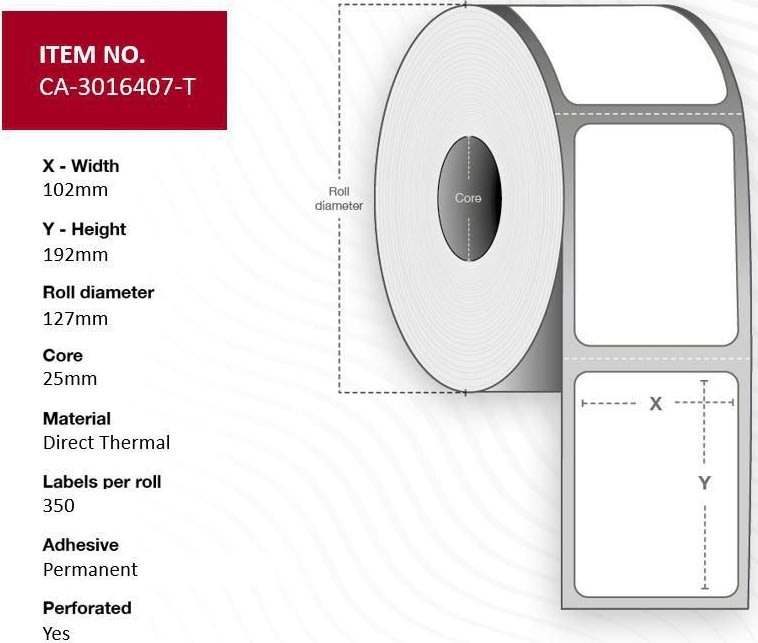 Capture Label-etiketter, 102 x 192mm, Ø25mm, 12 st