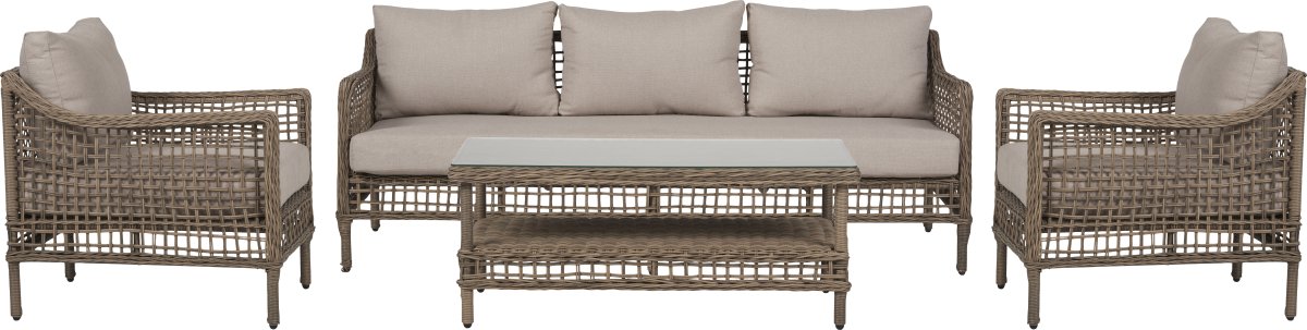 Frøya Loungeset 5 pers. 4 delar, beige/natur