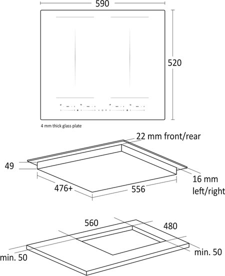 Scandomestic HOI60F2FLEX Induktionshäll,svart