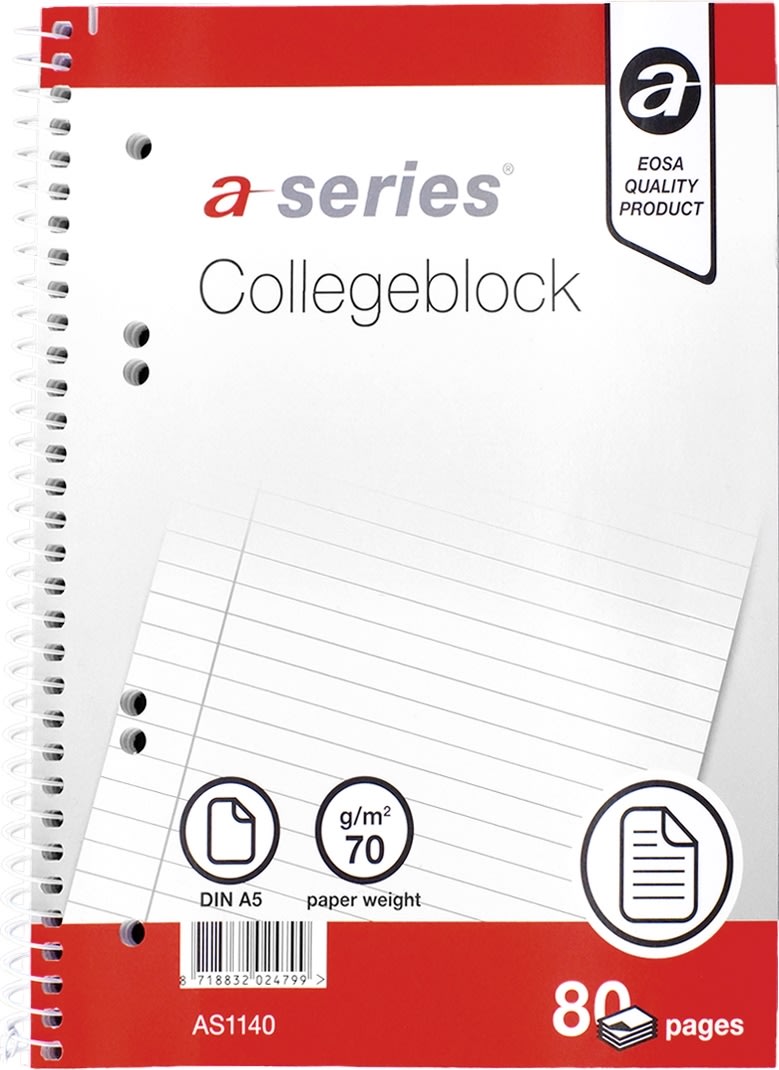 a-series Kollegieblock | A5 | Line grid