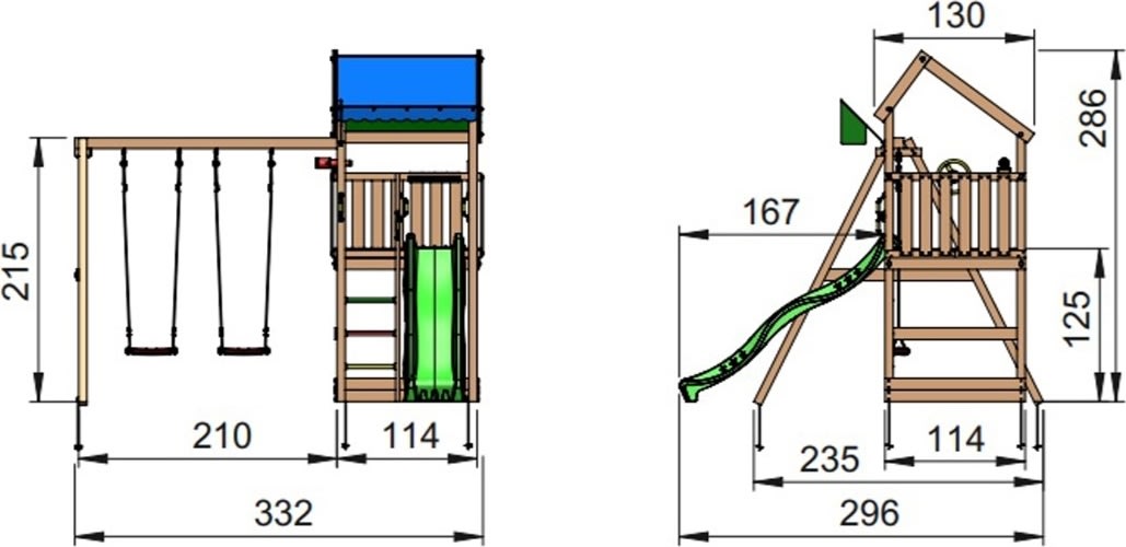 Jungle Gym Home 2.1 Lektorn, gungor&rutschkana