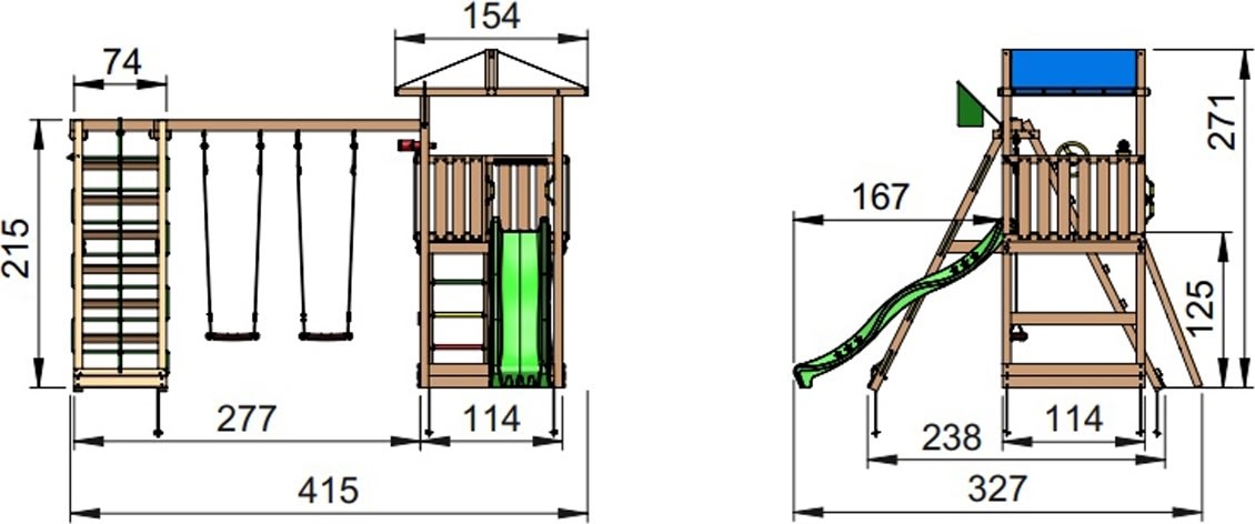 Jungle Gym Hut 2.1 Lektorn, Klättring & Rutschkana