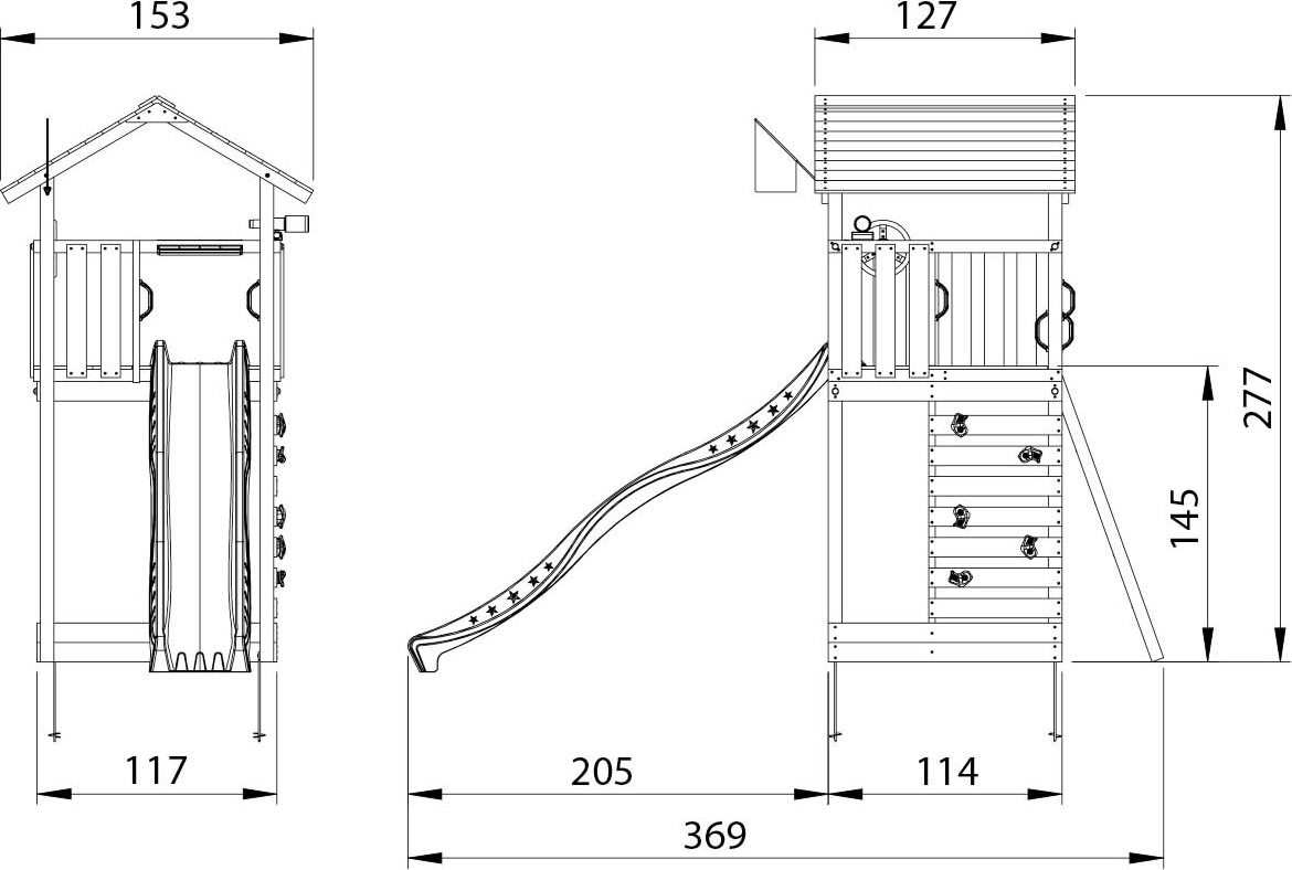 Jungle Gym Cottage 2.1 lektorn m. sand+rutschkana