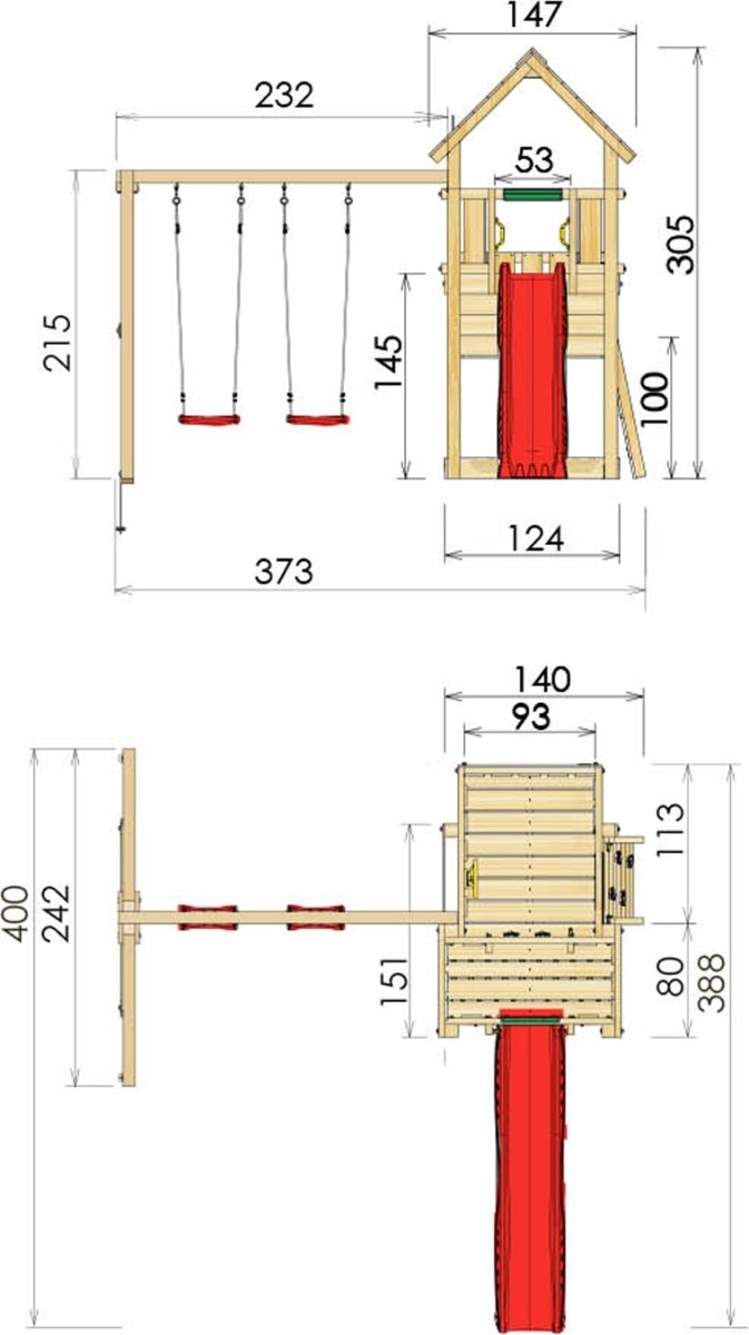 Jungle Gym Cubby lektorn med gungor och rutschkana
