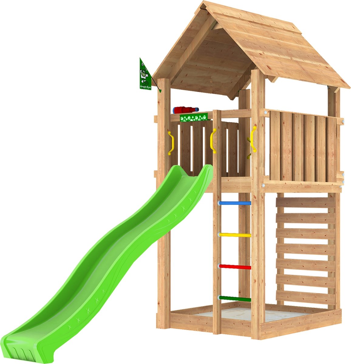 Jungle Gym Cabin 2.1 Lektorn med sand + rutschkana