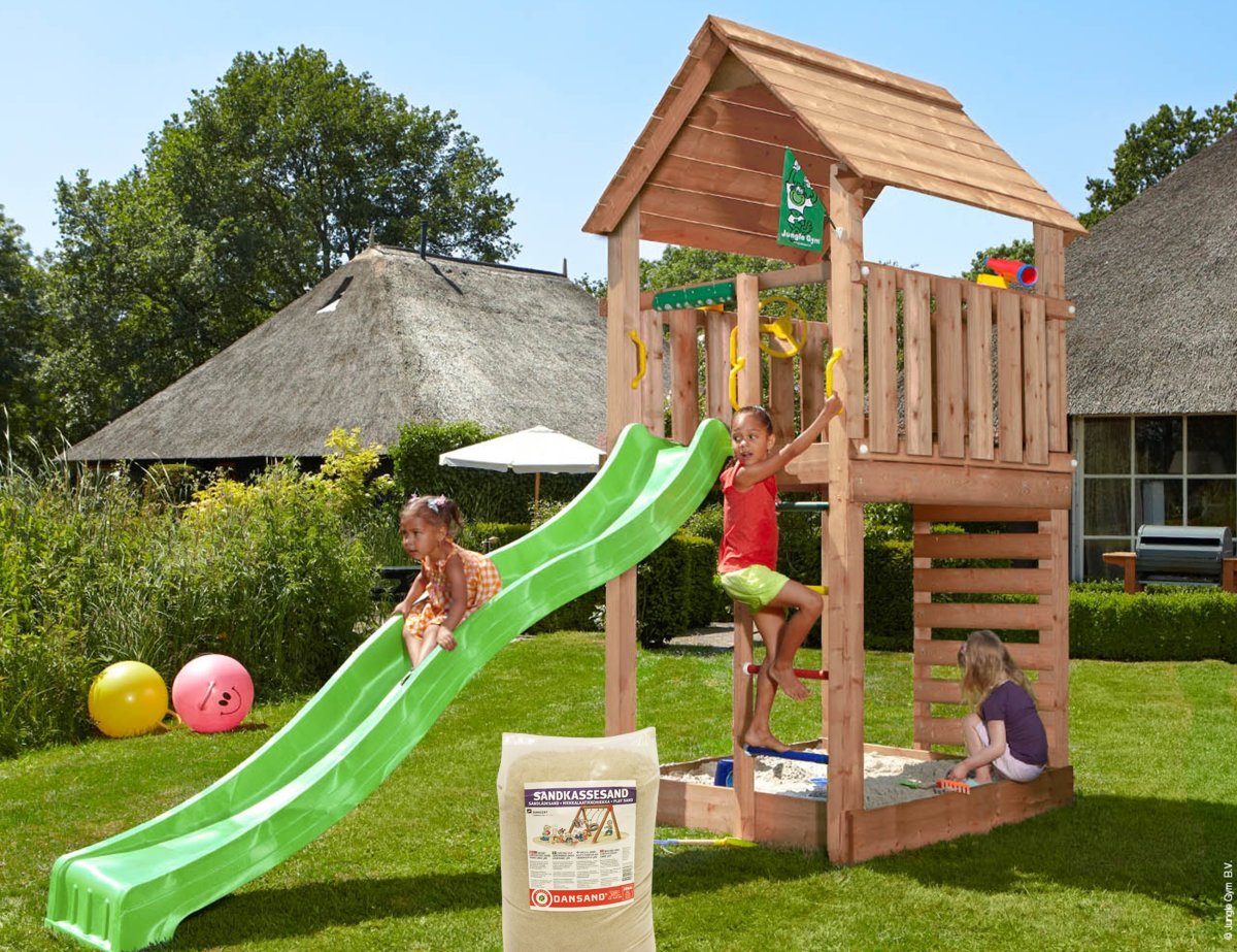 Jungle Gym Cabin 2.1 Lektorn med sand + rutschkana
