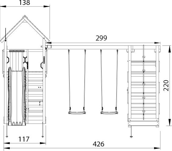 Jungle Gym Cabin 2.1 Lektorn, klättring&Rutschkana