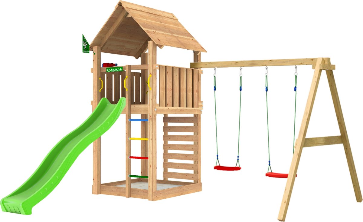 Jungle Gym Cabin 2.1 Lektorn, gungor & rutschkana