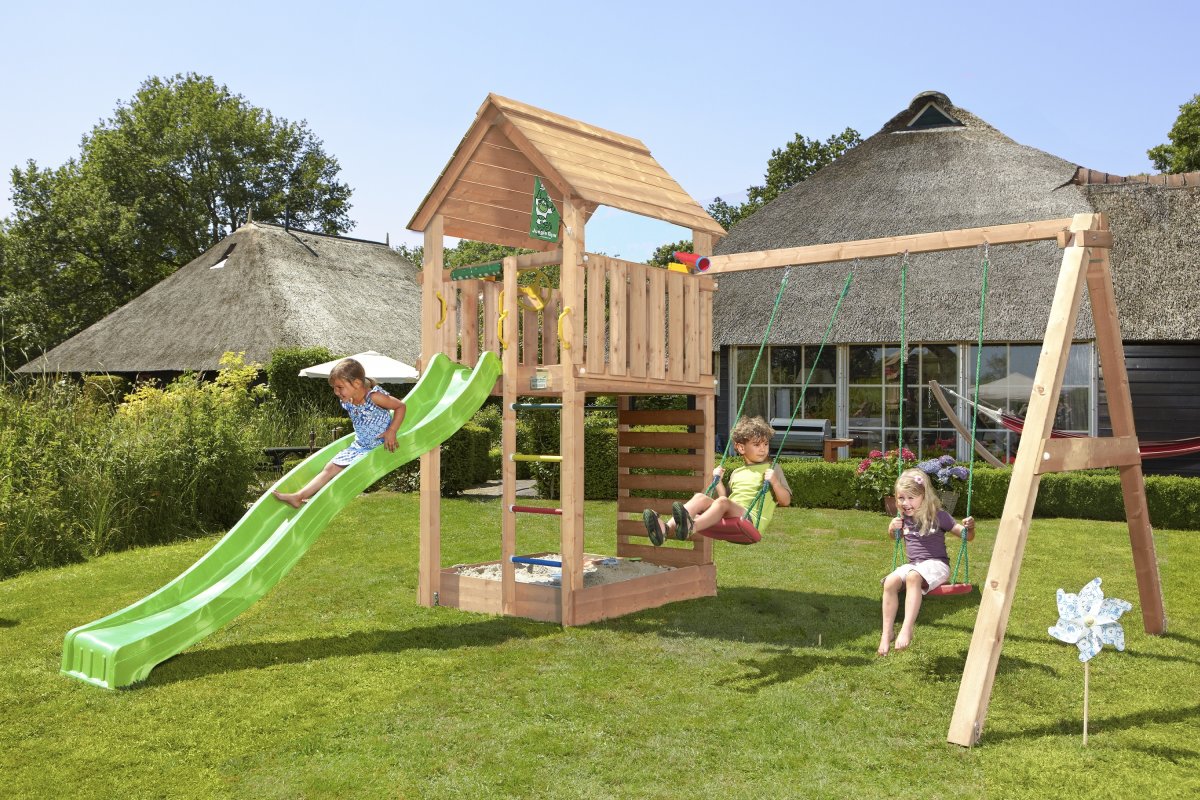 Jungle Gym Cabin 2.1 Lektorn, gungor & rutschkana