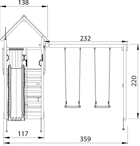 Jungle Gym Cabin 2.1 Lektorn, gungor & rutschkana
