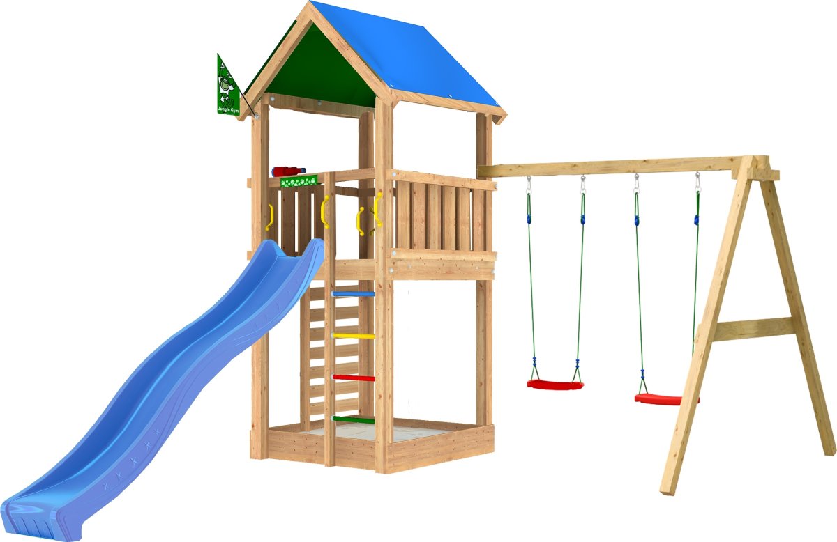 Jungle Gym Lodge 2.1 lektorn med gungor&rutschkana