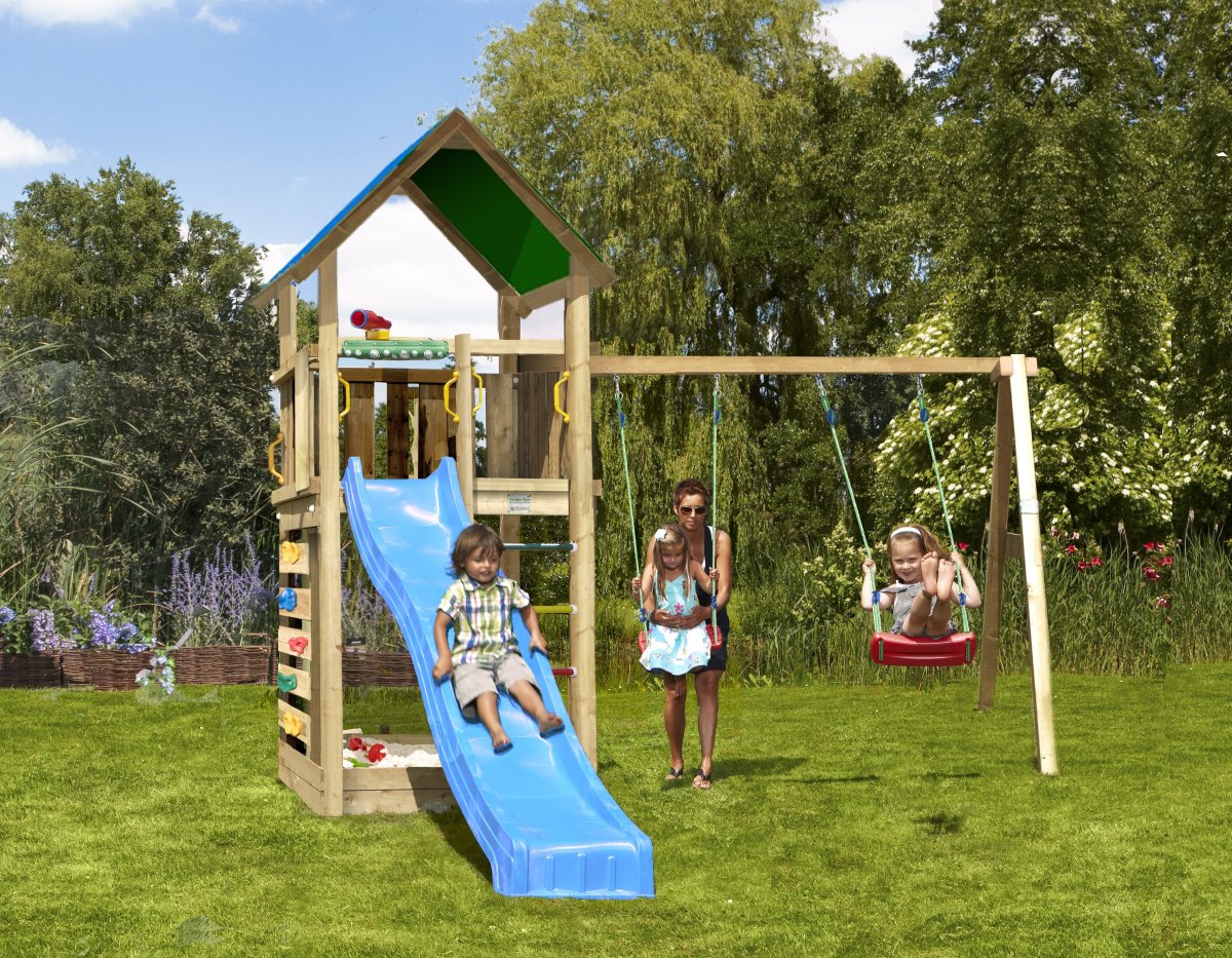 Jungle Gym Lodge 2.1 lektorn med gungor&rutschkana