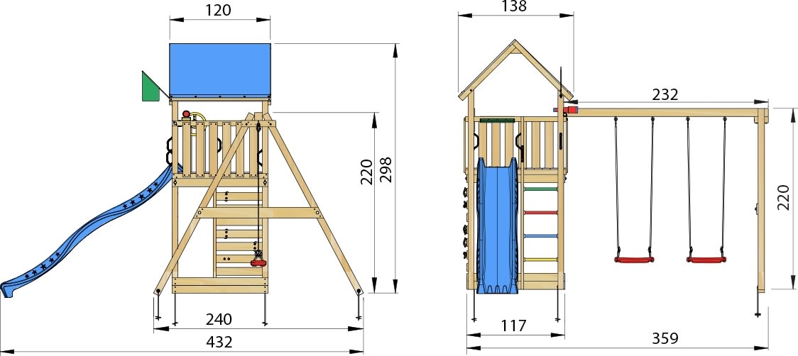 Jungle Gym Lodge 2.1 lektorn med gungor&rutschkana