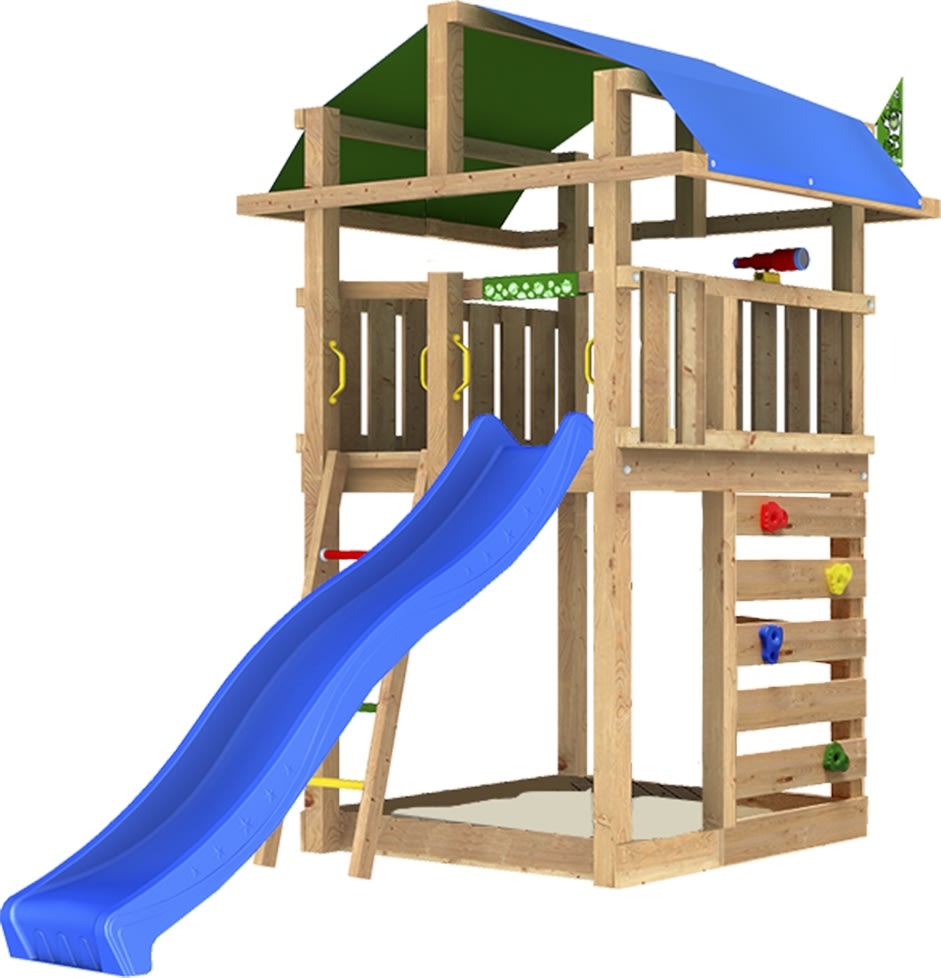 Jungle Gym Fort 2.1 lektorn med blå rutschkana