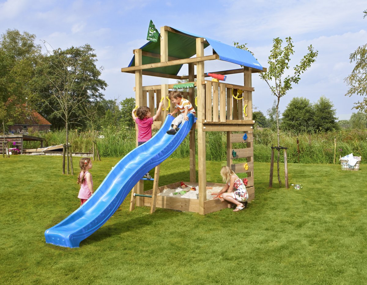 Jungle Gym Fort 2.1 lektorn med blå rutschkana