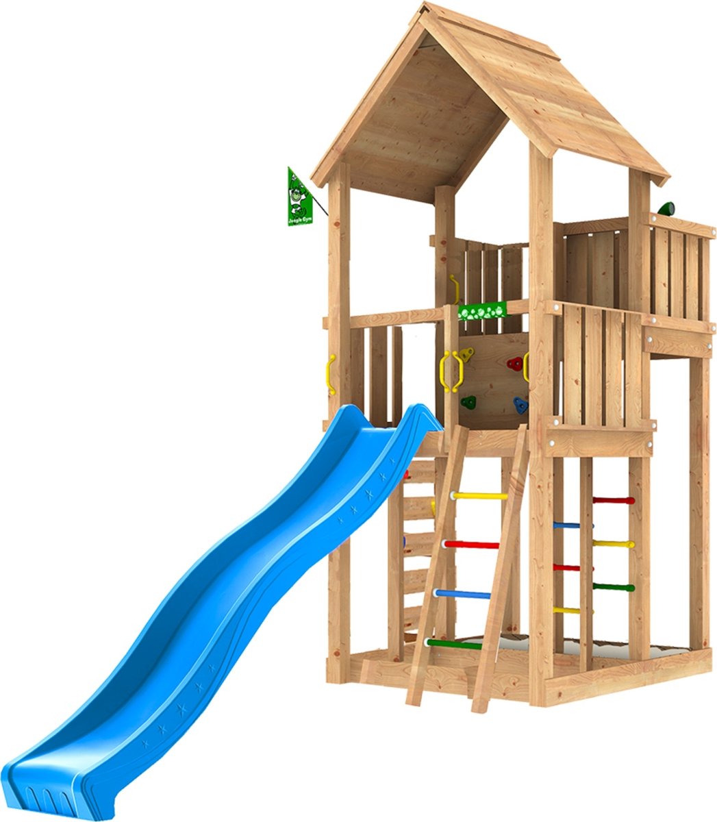 Jungle Gym Palace 2.1 lektorn med blå rutschkana
