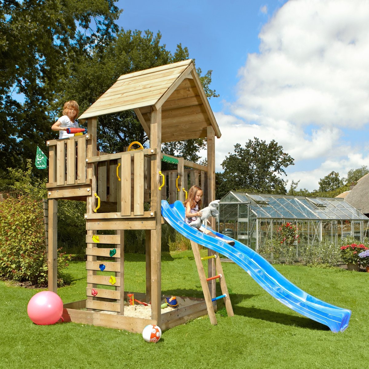 Jungle Gym Palace 2.1 lektorn med blå rutschkana