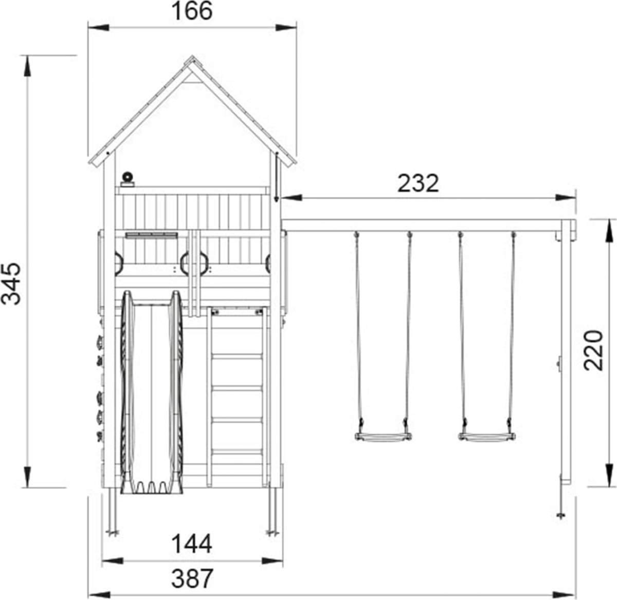 Jungle Gym Palace 2.1 lektorn med gungor&rutsch.
