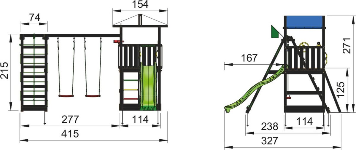 Jungle Gym Hut Lektorn, gungor & rutschkana, svart