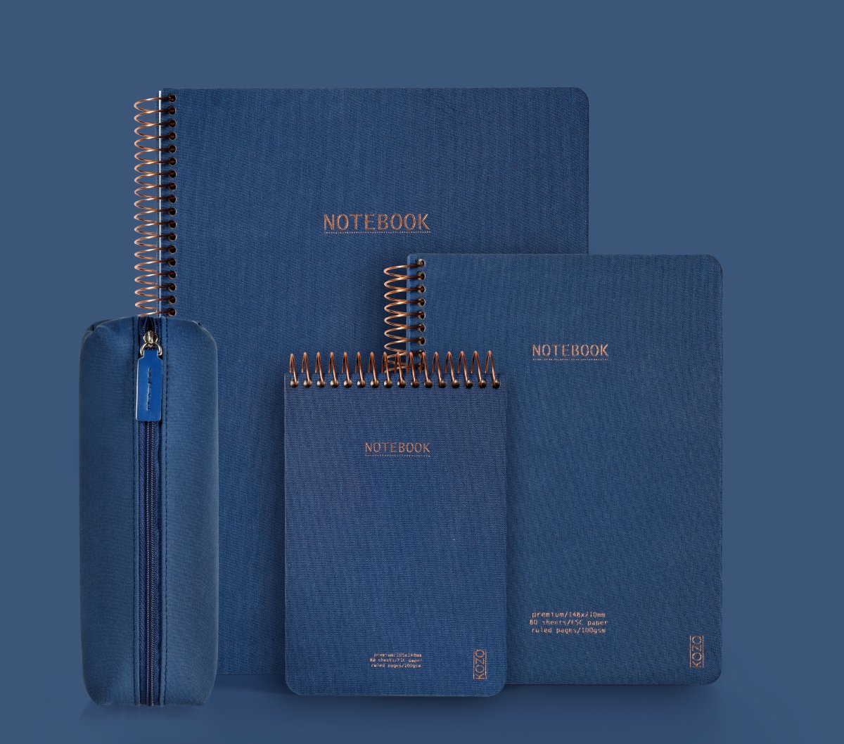 Kozo Premium Anteckningsbok A5 | Linjerad | Marin