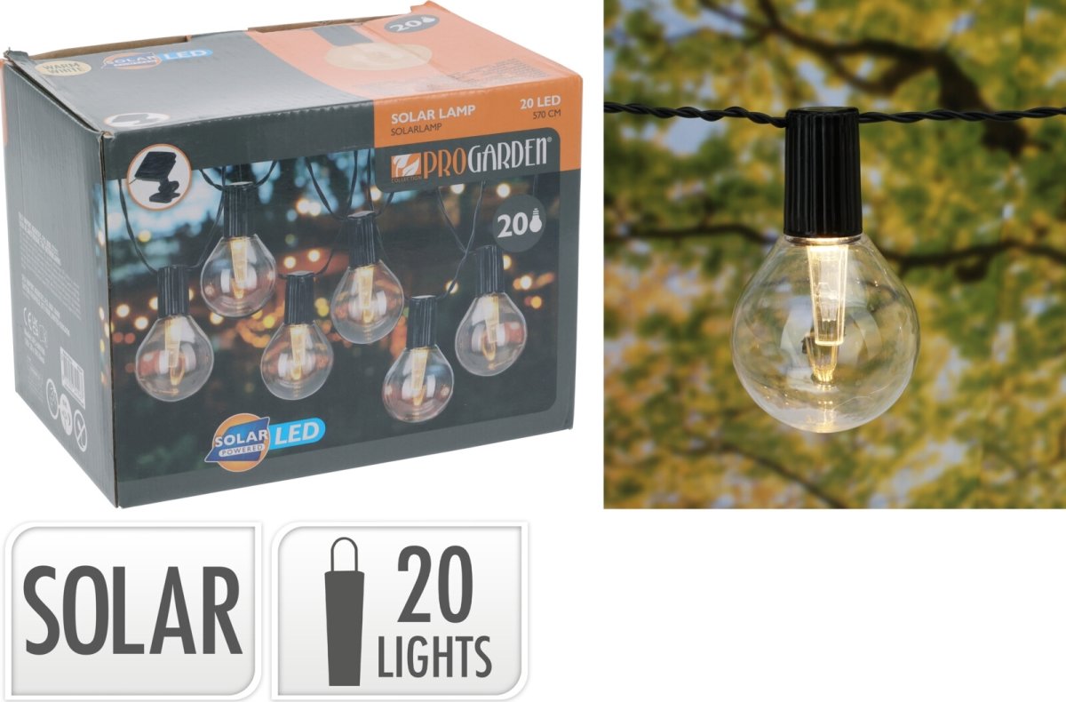 Ljuskedja m/20 LED, 5,7 meter, varm vit