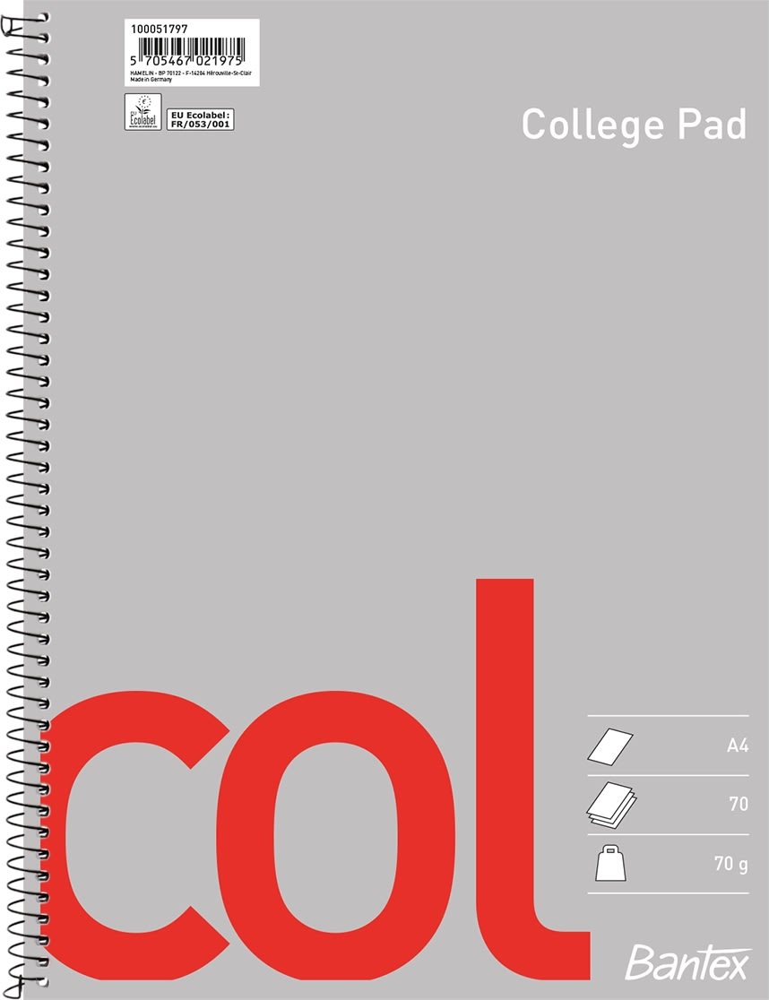 Bantex Col Kollegieblock | A4+ | Blank