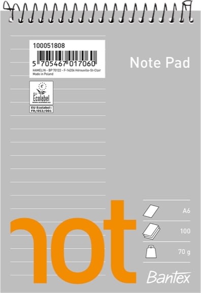 Bantex Not Spiral Block | A6 | Linjerat
