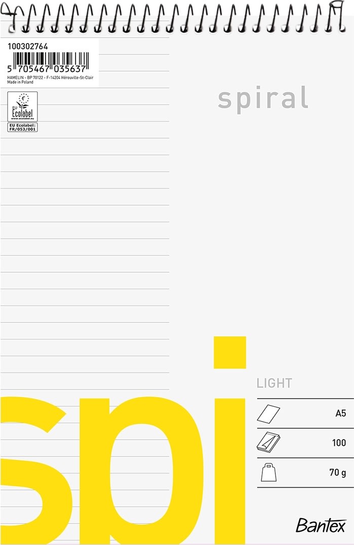 Bantex Spi Spiralblock | A5 | Linjerat