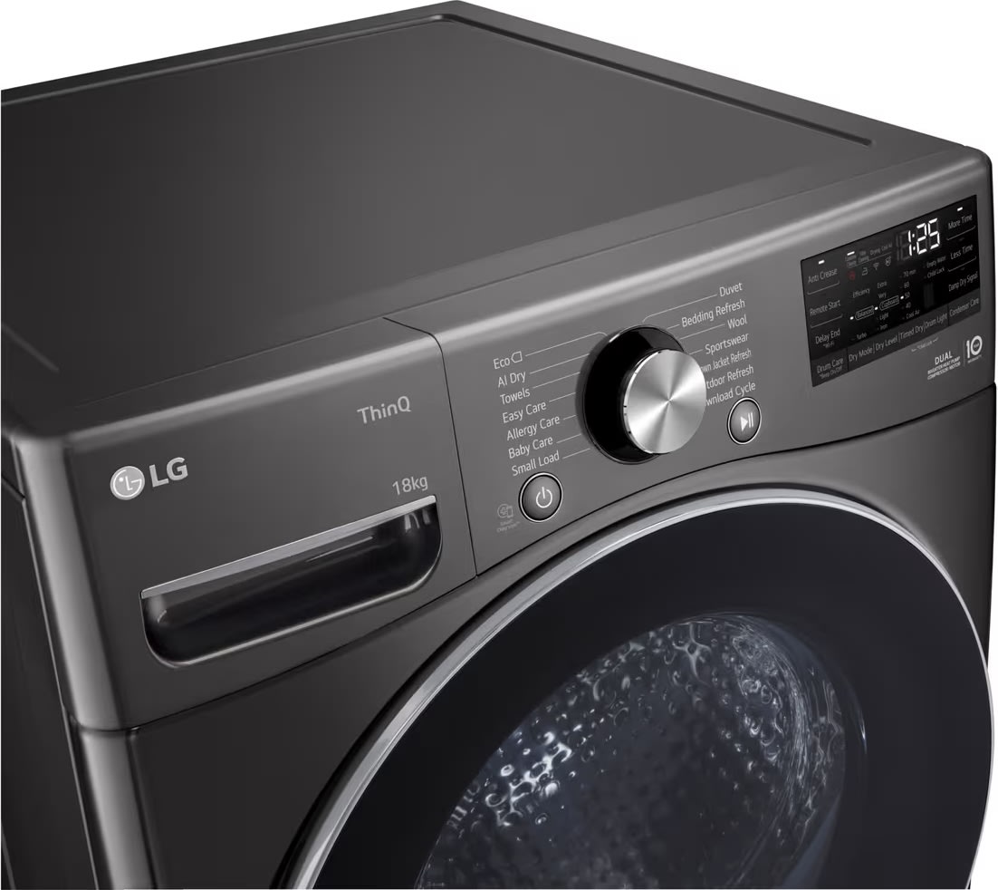 LG Torktumlare RH18U8JVCW 18 KG, svart