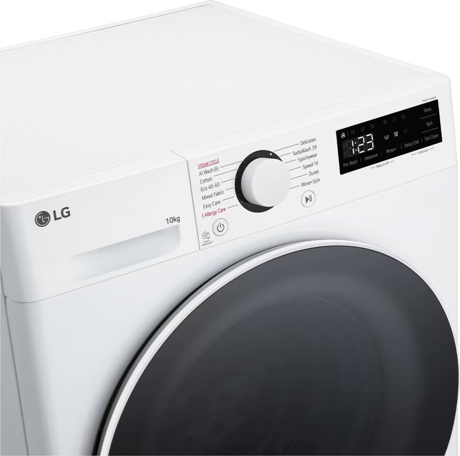 LG Tvättmaskin 10 KG, vit
