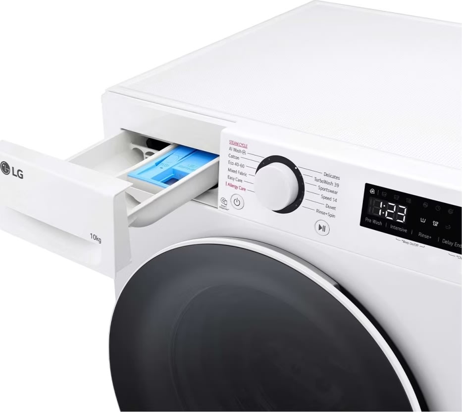 LG Tvättmaskin 10 KG, vit