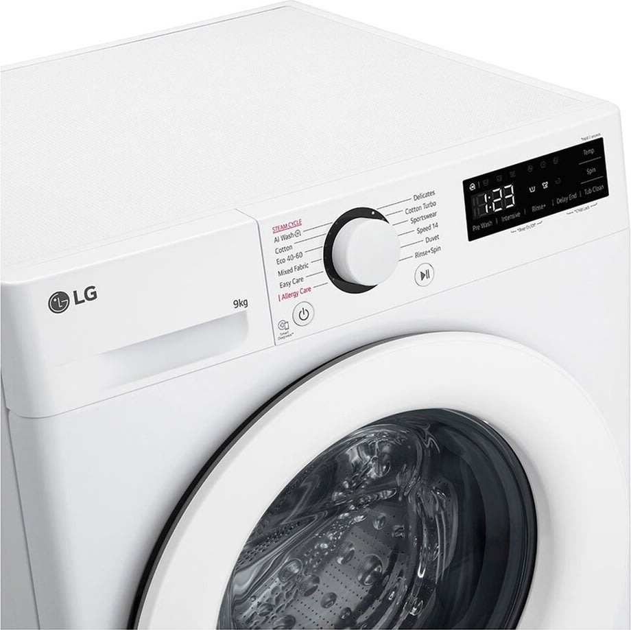 LG Tvättmaskin 9 KG, A, vit