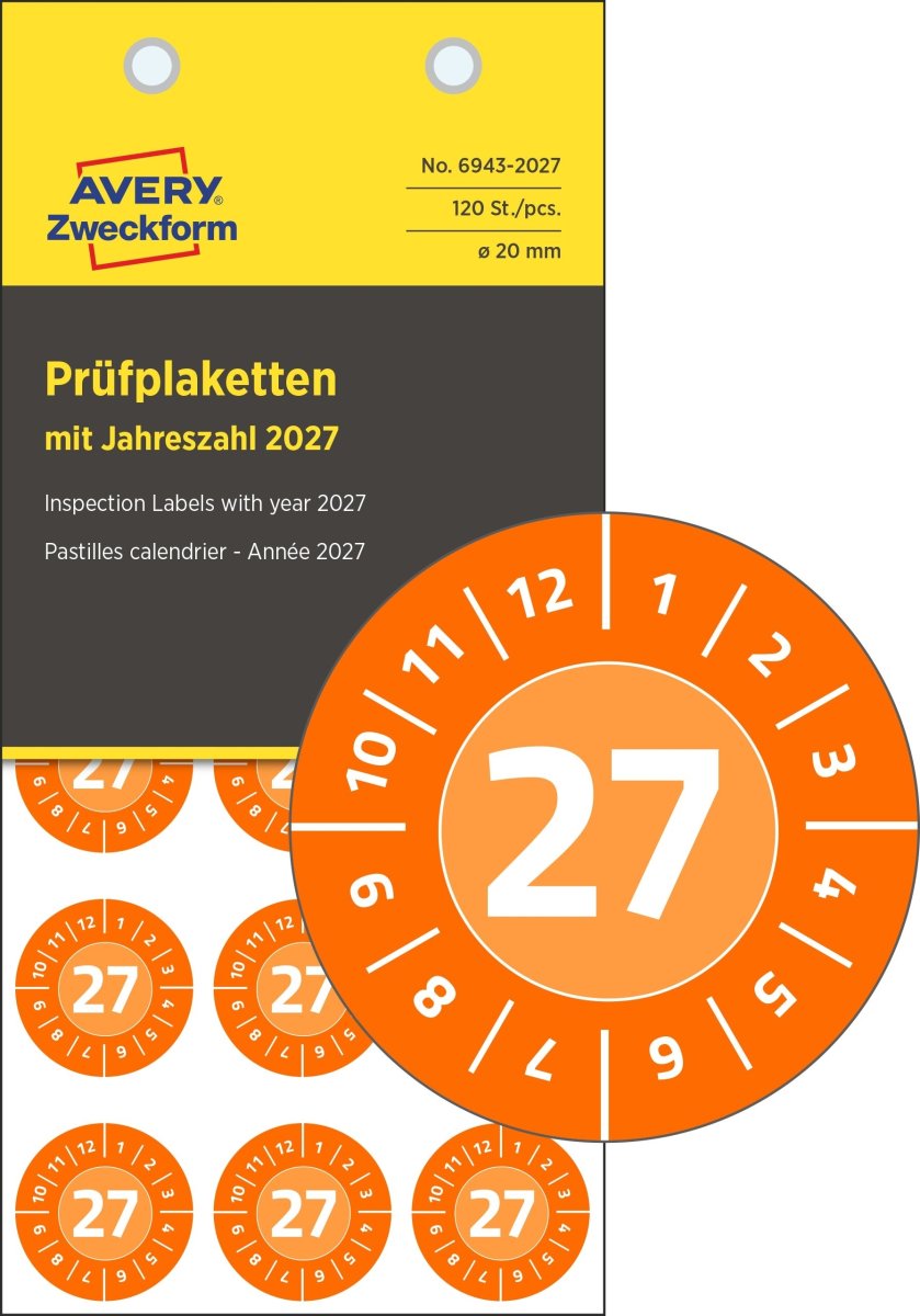 Avery 6943-2027 Inspektionsetikett Ø20mm | 120 st.