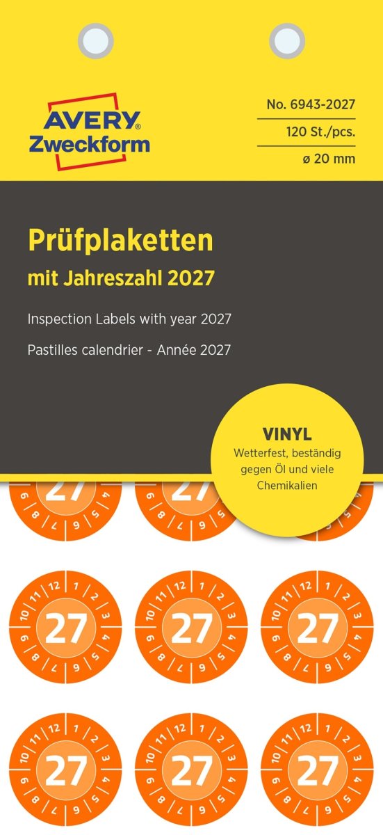Avery 6943-2027 Inspektionsetikett Ø20mm | 120 st.