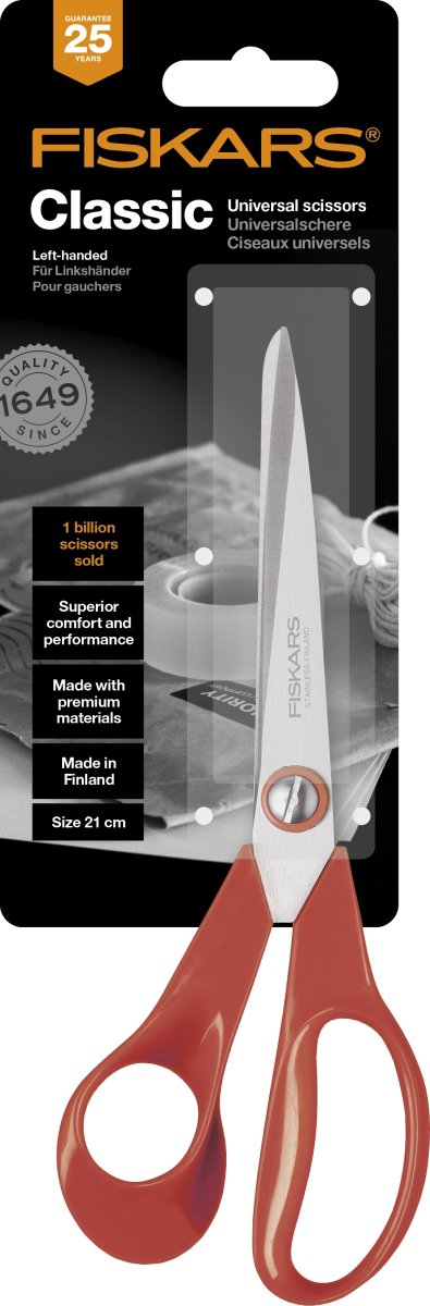 Fiskars Classic universalsax, 21 cm, vänster