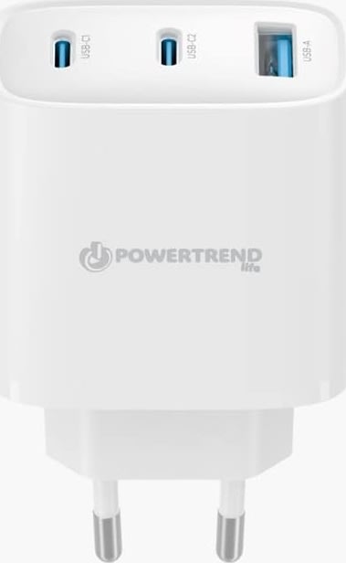 Powertrend 230V USB laddare 45W, vit