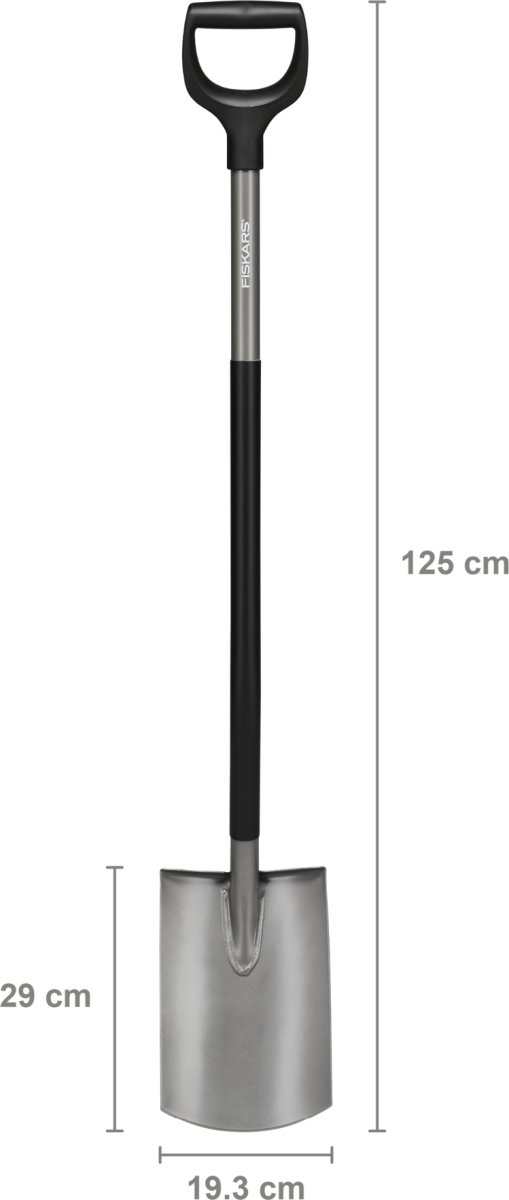 Fiskars Ergonomic Spade, grå, 125 cm.