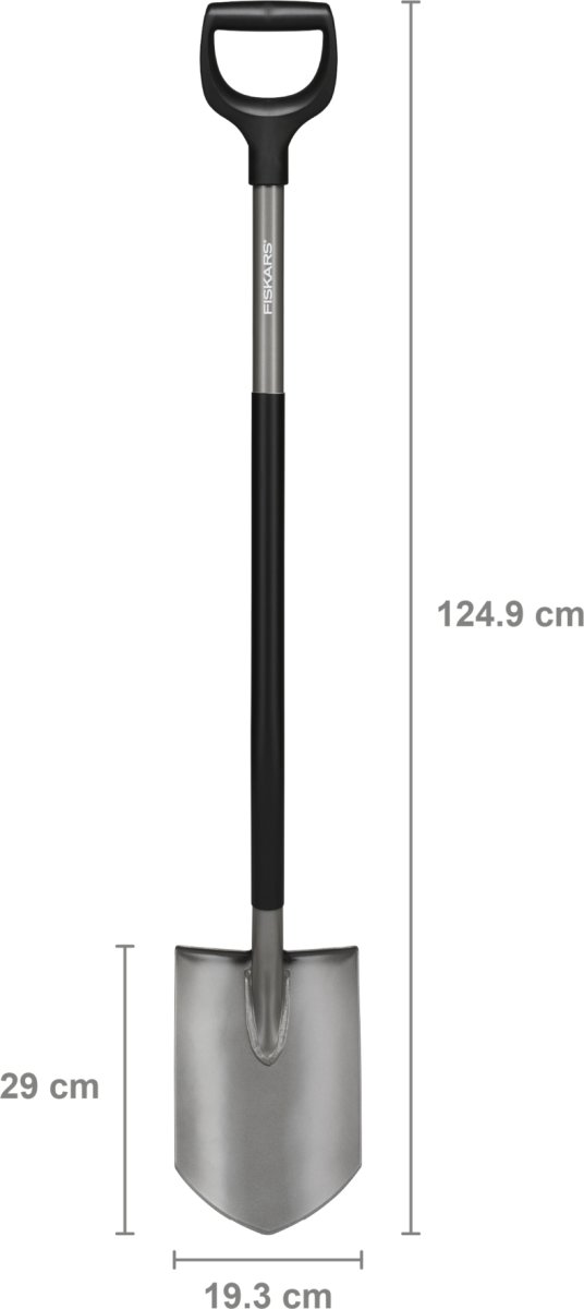 Fiskars Ergonomisk spetsig spade, grå, 125 cm.