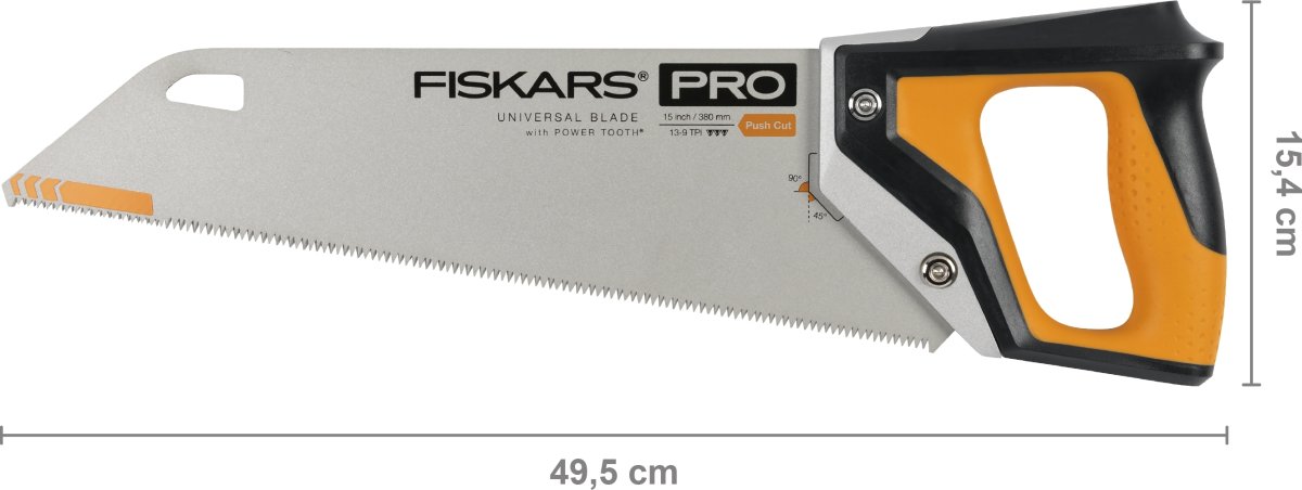 Fiskars Pro PowerTooth handsåg, 38 cm, 9 tpi